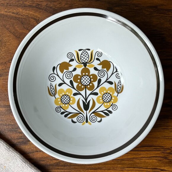 Folklore Ironstone ware by Myott England 2 Cereal Bowls 6,5" Brown Flowers - Picture 5 of 13